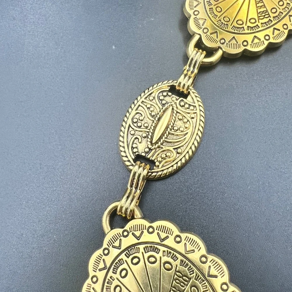 Western Concho Medallion Chain‎ Belt Gold OS EX